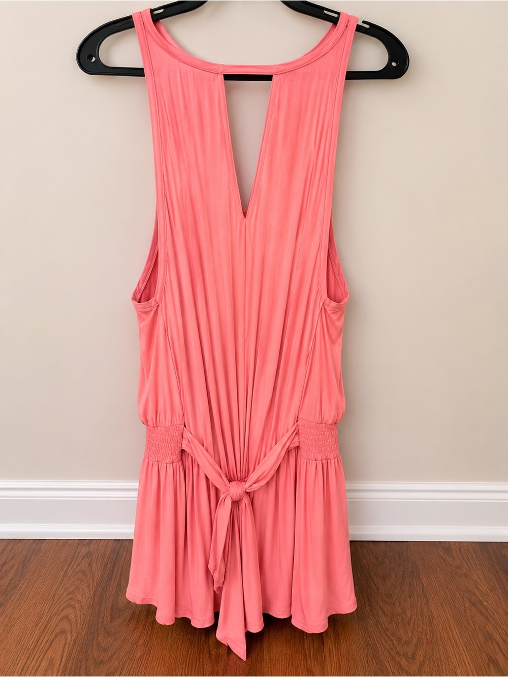 glam Coral Sleeveless V-Back Romper